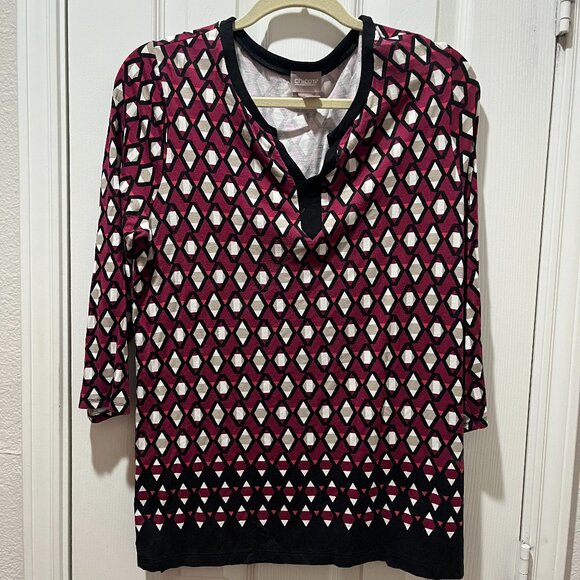 Chicos Patterned Tunic/Blouse - Picture 1 of 3